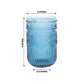 Vintage Embossed Drinking Glasses, Highball Cocktail Glass Tumblers with Textured Floral Pattern - Ocean Blue, 14oz, 6-Pack