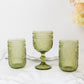 Vintage Embossed Drinking Glasses, Highball Cocktail Glass Tumblers with Textured Floral Pattern - Dusty Sage Green, 14oz, 6-Pack