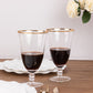6 Pack Crystal Gold Rimmed Red Wine Glasses with Short Beaded Stem, 16oz Clear Water Goblet Cocktail Glasses - 7"