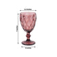 6 Pack Dusty Rose Crystal Cut Cocktail Glasses, 12oz Embossed Stemmed Colored Wine Glasses Goblets - 7"