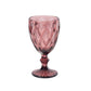 6 Pack Dusty Rose Crystal Cut Cocktail Glasses, 12oz Embossed Stemmed Colored Wine Glasses Goblets - 7"