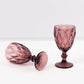 6 Pack Dusty Rose Crystal Cut Cocktail Glasses, 12oz Embossed Stemmed Colored Wine Glasses Goblets - 7"