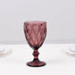 6 Pack Dusty Rose Crystal Cut Cocktail Glasses, 12oz Embossed Stemmed Colored Wine Glasses Goblets - 7"