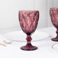 6 Pack Dusty Rose Crystal Cut Cocktail Glasses, 12oz Embossed Stemmed Colored Wine Glasses Goblets - 7"