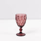 6 Pack Dusty Rose Crystal Cut Cocktail Glasses, 12oz Embossed Stemmed Colored Wine Glasses Goblets - 7"