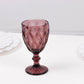 6 Pack Dusty Rose Crystal Cut Cocktail Glasses, 12oz Embossed Stemmed Colored Wine Glasses Goblets - 7"