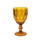 6-Pack Wine Glasses Amber Gold Embossed Crystal Cut Design Stemmed - Transparent Colored Goblets for Parties & Events 12oz 7"