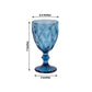 6 Pack Ocean Blue Crystal Cut Cocktail Glasses, 12oz Embossed Stemmed Colored Wine Glasses Goblets - 7"