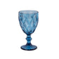 6 Pack Ocean Blue Crystal Cut Cocktail Glasses, 12oz Embossed Stemmed Colored Wine Glasses Goblets - 7"