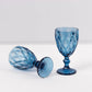 6 Pack Ocean Blue Crystal Cut Cocktail Glasses, 12oz Embossed Stemmed Colored Wine Glasses Goblets - 7"