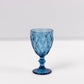 6 Pack Ocean Blue Crystal Cut Cocktail Glasses, 12oz Embossed Stemmed Colored Wine Glasses Goblets - 7"