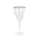 6 Pack Gold Rimmed Crystal Wine Goblet Glasses with Long Beaded Stem, 9oz Handblown Glassware Clear Vintage Water Goblet Cocktail Glasses - 8"
