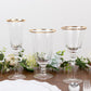 6 Pack Gold Rimmed Crystal Wine Goblet Glasses with Long Beaded Stem, 9oz Handblown Glassware Clear Vintage Water Goblet Cocktail Glasses - 8"