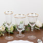 6 Pack Gold Rimmed Crystal Wine Goblet Glasses with Long Beaded Stem, 9oz Handblown Glassware Clear Vintage Water Goblet Cocktail Glasses - 8"