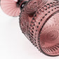 Dusty rose vintage embossed goblet wine glass with floral pattern.