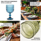 Ocean blue vintage embossed goblet wine glass set, 12oz, 6-pack.
