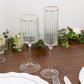 Clear wine goblet glasses with gold rim, vintage style, set of six.