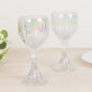 6 Pack Prism Cut Crystal Wine Glass Goblets – Iridescent Clear 10oz Stemware Set for Red & White Wine