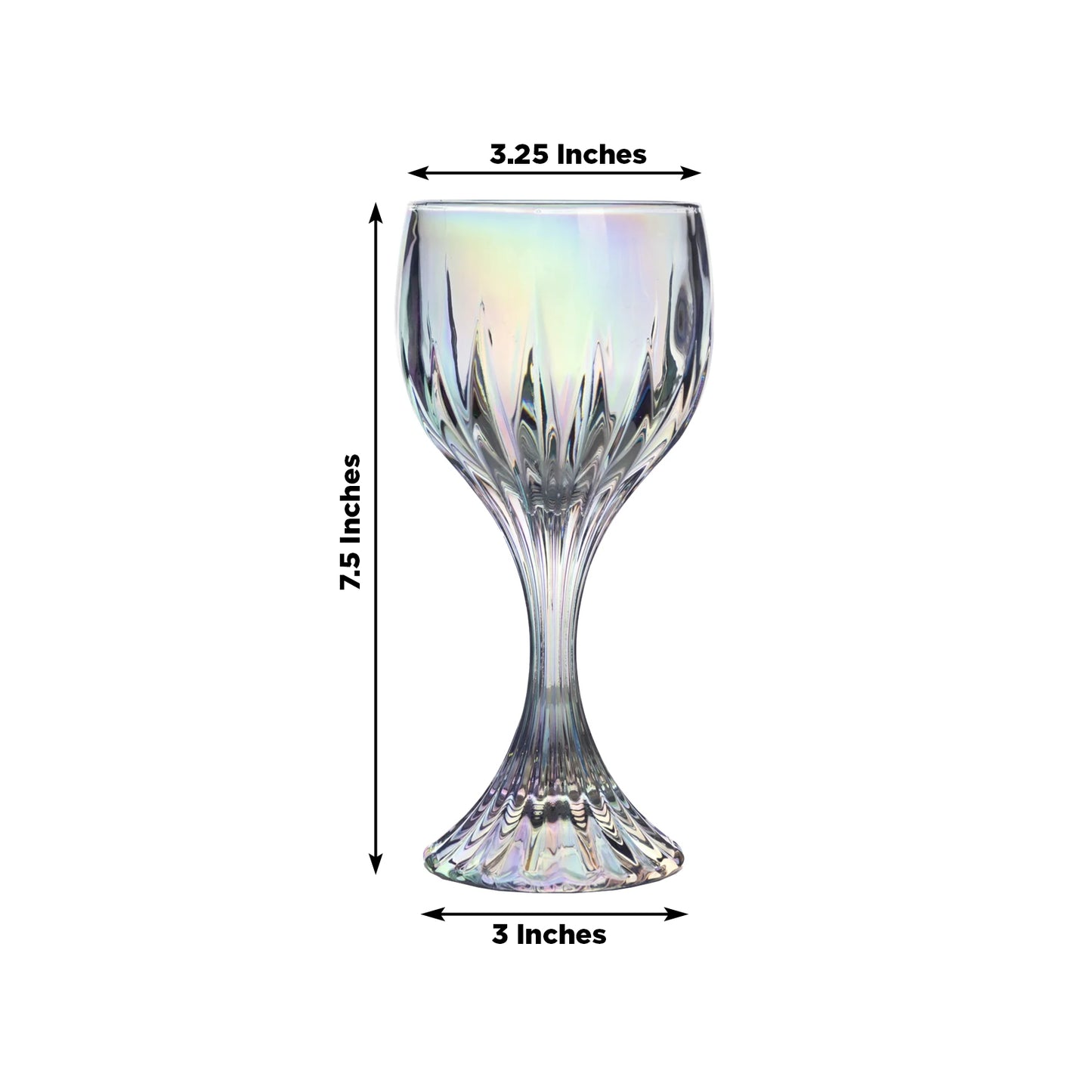 6 Pack Prism Cut Crystal Wine Glass Goblets – Iridescent Clear 10oz Stemware Set for Red & White Wine