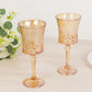 6 Pack 9oz Crystal Cut Glass Goblets Amber Gold – Elegant Vintage Wine, Water & Cocktail Glasses for Table Settings