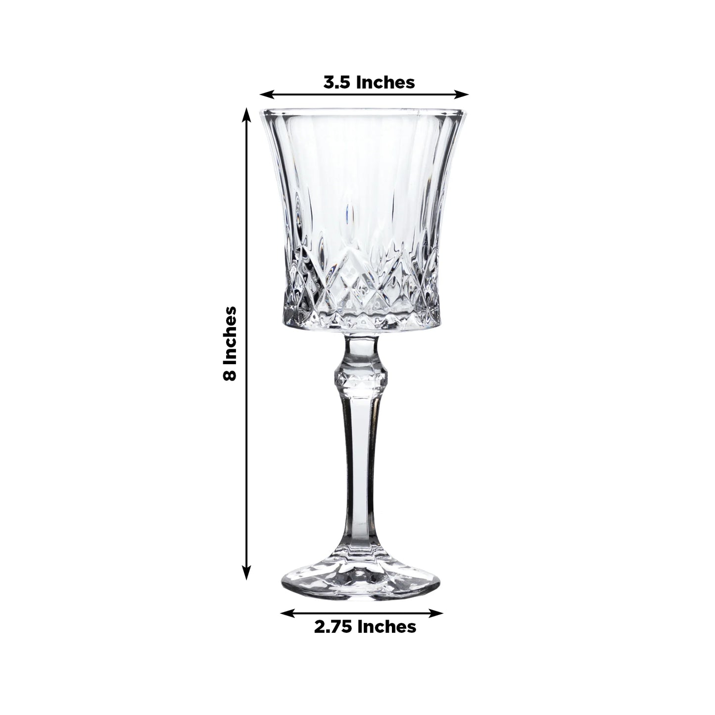 6 Pack 9oz Crystal Cut Glass Goblets Clear – Elegant Vintage Wine, Water & Cocktail Glasses for Table Settings