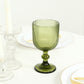 6 Pack Ribbed Wine Glasses – 13oz Dusty Sage Green Vintage Glass Goblets with Ball Stem Accent