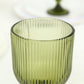 6 Pack Ribbed Wine Glasses – 13oz Dusty Sage Green Vintage Glass Goblets with Ball Stem Accent