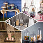 Clear glass pedestal apothecary jars with snap-on lids, set of 3.