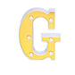 Gold 3D marquee letter "G" with warm white LED lights.