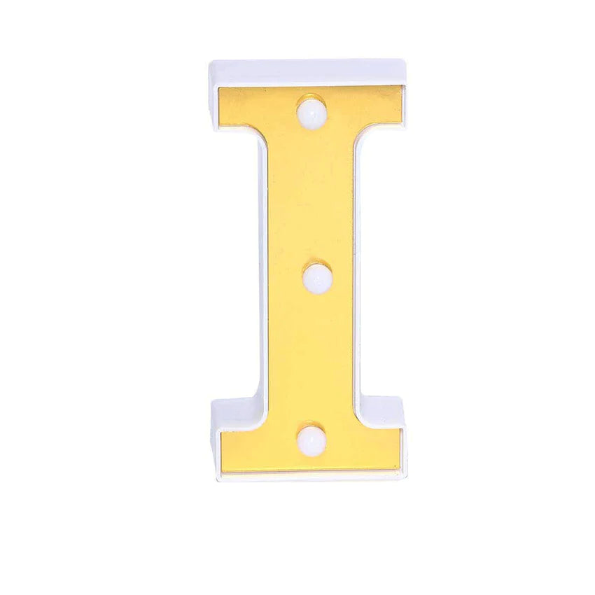 6" Gold 3D Marquee Letters - Warm White 3 LED Light Up Letters - I