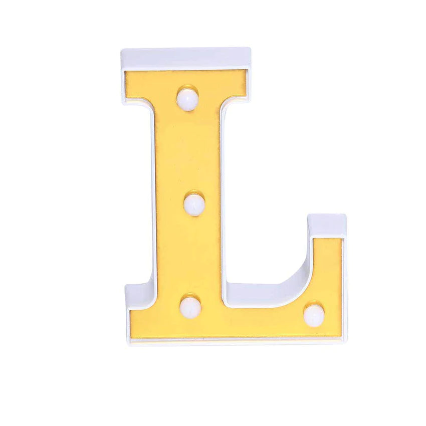 6" Gold 3D Marquee Letters - Warm White 4 LED Light Up Letters - L