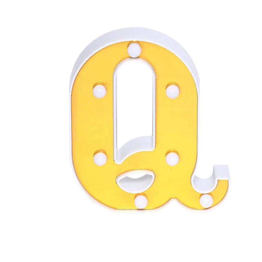 6" Gold 3D Marquee Letters - Warm White 7 LED Light Up Letters - Q