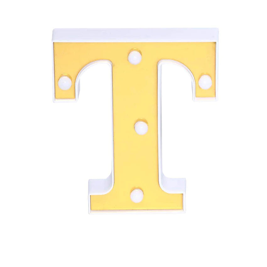 6" Gold 3D Marquee Letters - Warm White 5 LED Light Up Letters - T