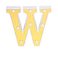 Gold 3D marquee letter "W" with warm white LED lights.