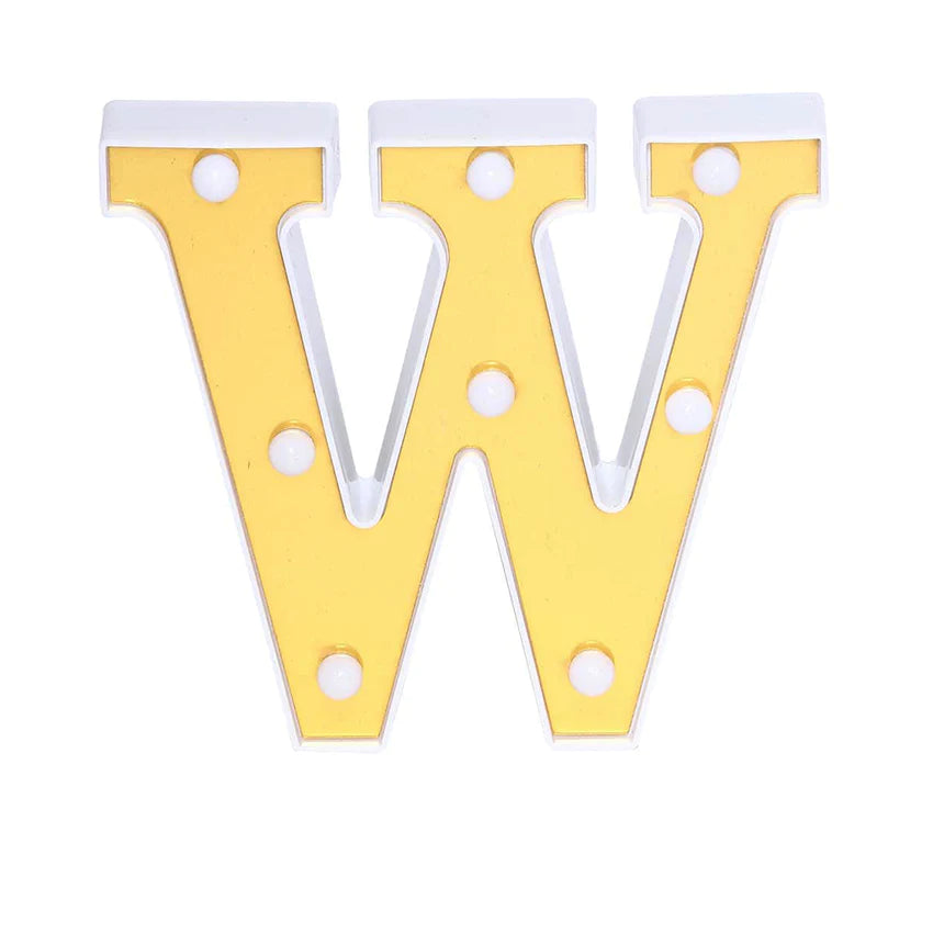 6" Gold 3D Marquee Letters - Warm White 8 LED Light Up Letters - W