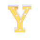 Gold 3D marquee letter "Y" with warm white LED lights.