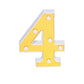 Yellow 3D marquee number 4 with LED lights.