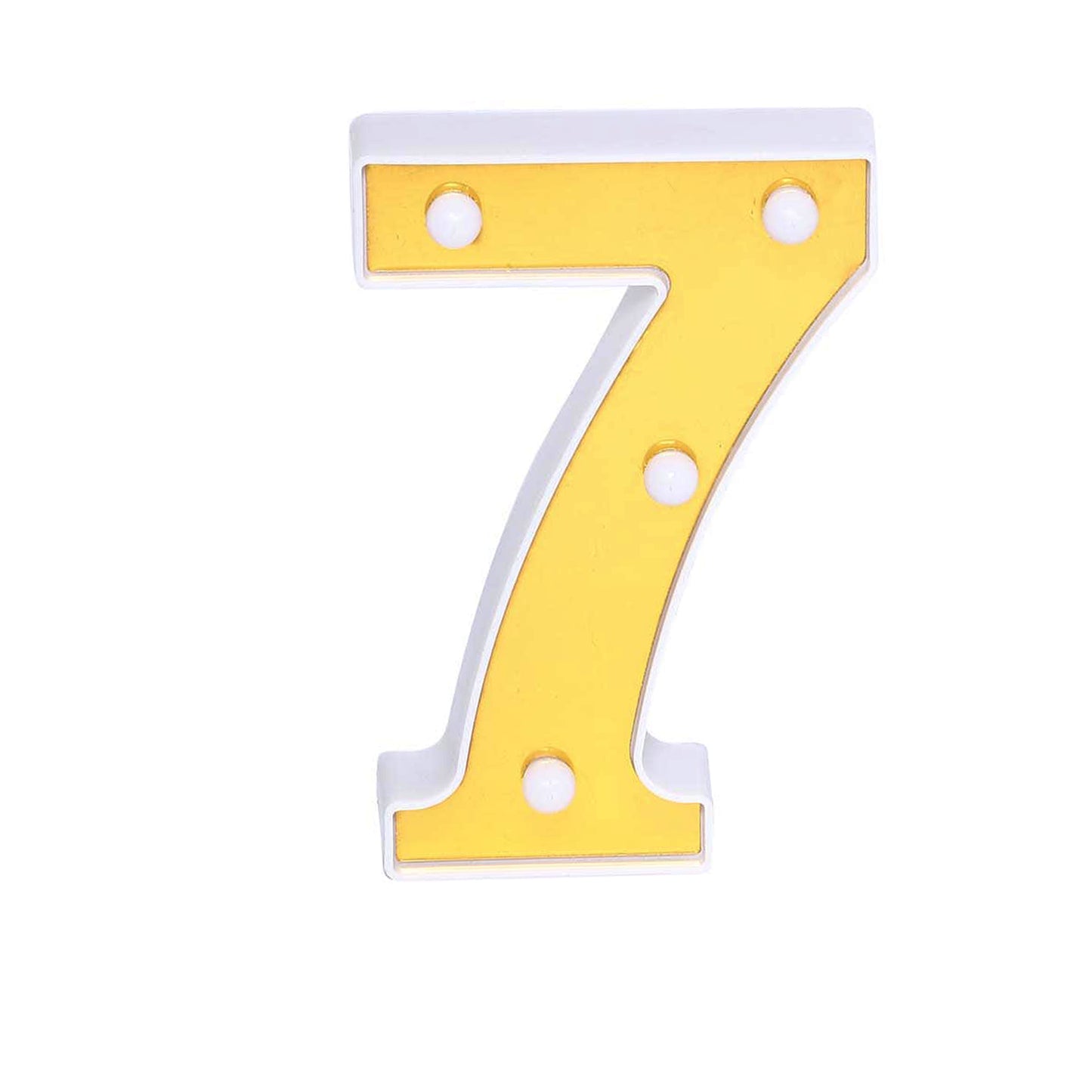 6" Gold 3D Marquee Numbers - Warm White 4 LED Light Up Numbers - 7