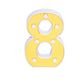 Yellow 3D marquee number 8 with warm white LED lights.