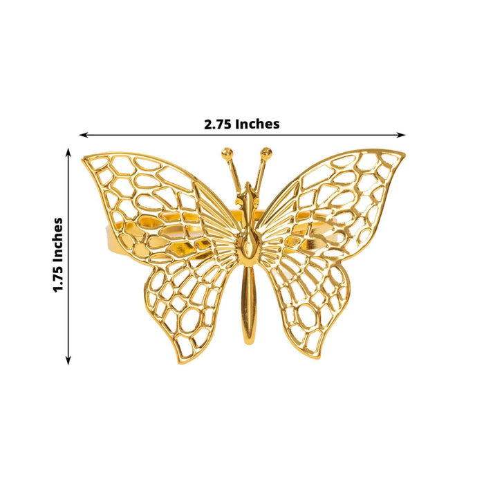 Gold metal butterfly napkin ring, decorative laser cut design.
