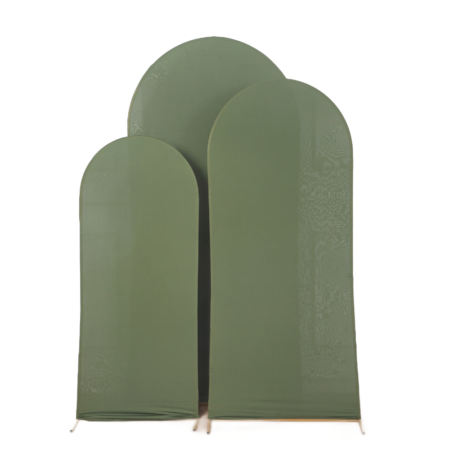 Set of 3 | Matte Olive Green Spandex Fitted Wedding Arch Covers For Round Top Chiara Backdrop Stands - 5ft, 6ft, 7ft