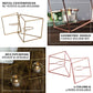 Rose gold geometric candle holder set with votive glass holders.
