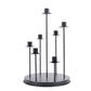 Cluster Candelabra Taper Candle Holder 7-Arm Black Metal Wedding Centerpiece - Table Decor 15"