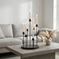 Cluster Candelabra Taper Candle Holder 7-Arm Black Metal Wedding Centerpiece - Table Decor 15"