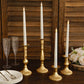 Set of 4 | Gold Baroque Metal Taper Candle Holder Centerpieces, Vintage Candlestick Stands  - 9", 8", 5", 3"
