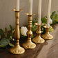 Set of 4 | Gold Baroque Metal Taper Candle Holder Centerpieces, Vintage Candlestick Stands  - 9", 8", 5", 3"