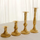 Set of 4 | Gold Baroque Metal Taper Candle Holder Centerpieces, Vintage Candlestick Stands  - 9", 8", 5", 3"