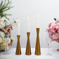 Set of 3 Nordic Hourglass Style Gold Metal Candlestick Holders, Modern European Style Taper Candle Stands - 8",9",11"