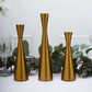 Set of 3 Nordic Hourglass Style Gold Metal Candlestick Holders, Modern European Style Taper Candle Stands - 8",9",11"