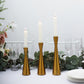 Set of 3 Nordic Hourglass Style Gold Metal Candlestick Holders, Modern European Style Taper Candle Stands - 8",9",11"
